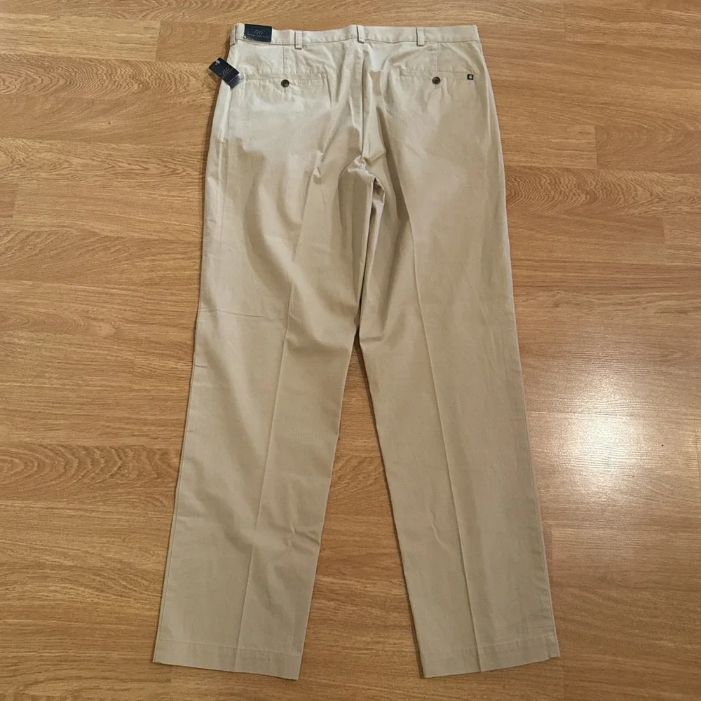 Brooks Brothers 346 Khaki Chino Pants Men's Beige 38x34 Flat Front Casual NWT